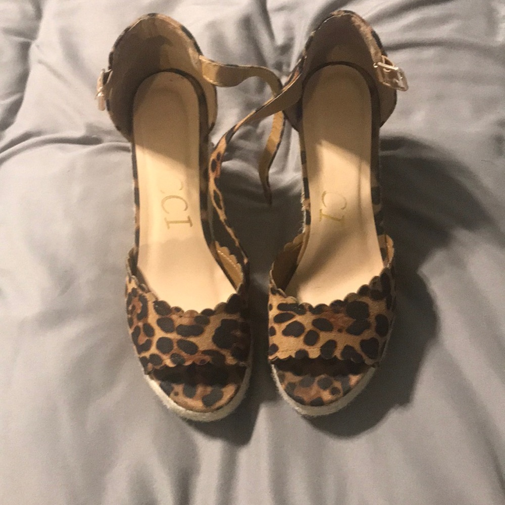 Leopard print wedges
